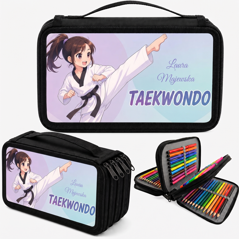 Personalizowany piórnik Taekwondo dla dziewczynki z imieniem – Anime Taekwondo