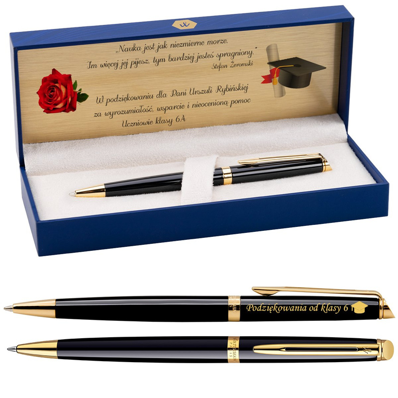 Długopis Waterman Hemisphere czarny GT z grawerem w etui prezentowym