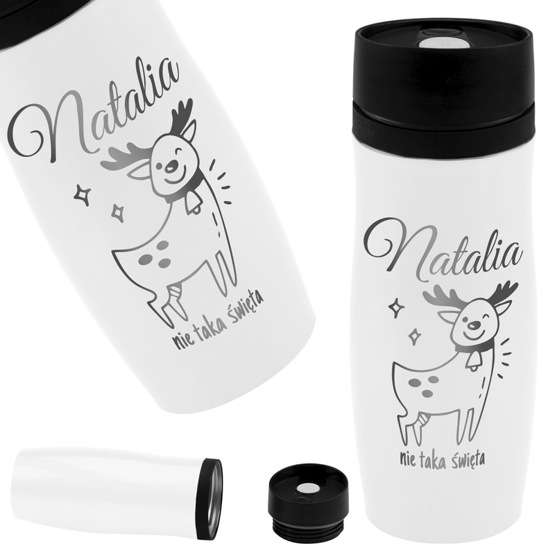 Kubek termiczny na święta / 350ml / Renifer / prezent na Mikołaja / Grawer